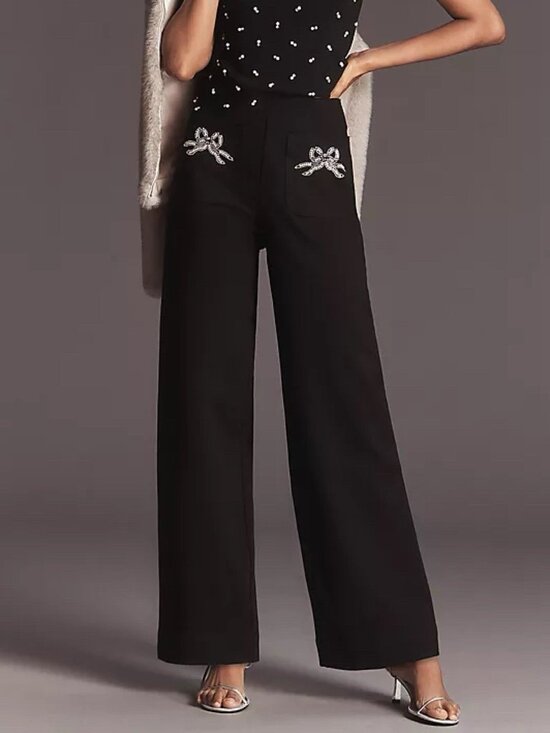 Anthropologie Pants - Anthropologie Colette Full-Length Embroidered Pocket Pants Maeve Black Womens 23